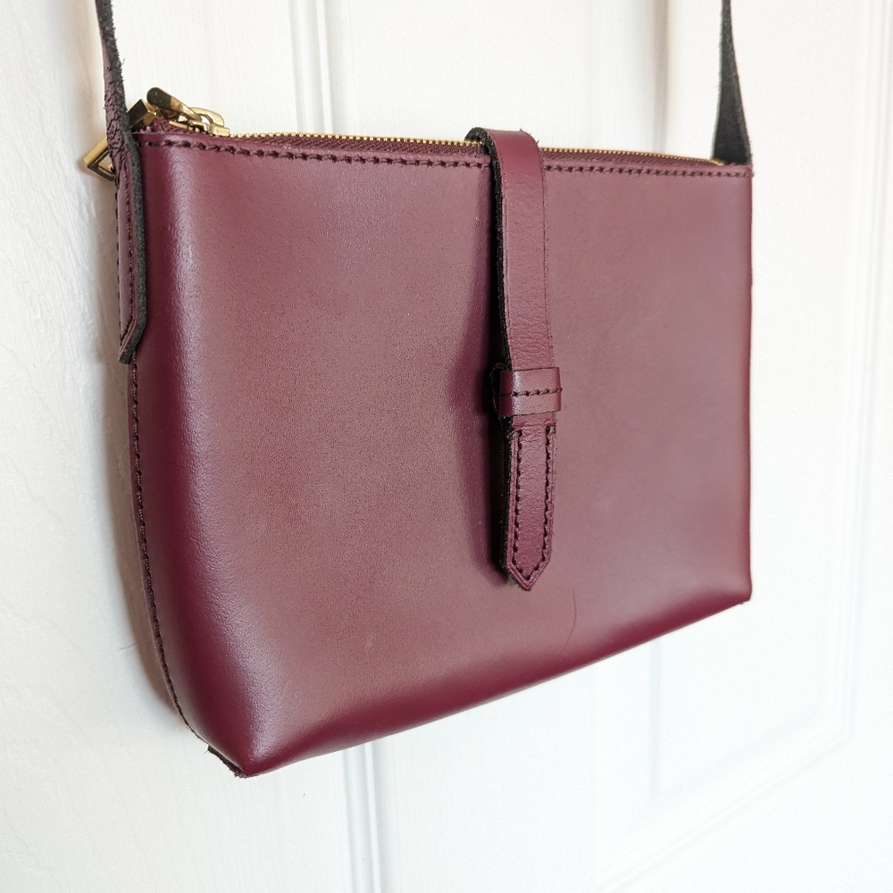 J.Crew Burgundy Parker Leather Quality Travel Work School Crossbody Bag - Picture 4 of 7